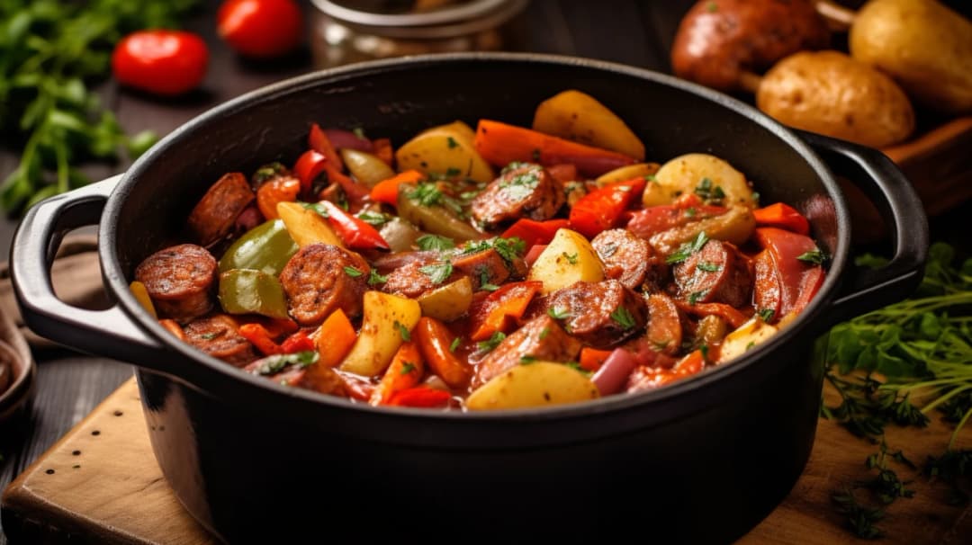 Domowe leczo z kiełbasą i papryką - Przepis i inspiracje